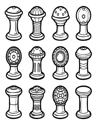 Knob Collection - Free printable coloring page