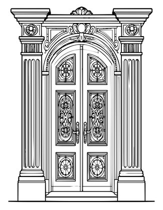 Grand Door - Free printable coloring page