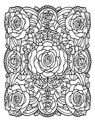 Victorian Rose Bouquet - Free printable coloring page