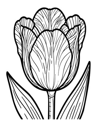 Antique Tulip Study - Free printable coloring page