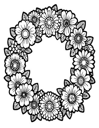 Edwardian Wreath - Free printable coloring page