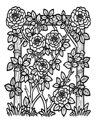 Wild Rose Tangle - Free printable coloring page