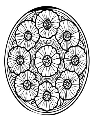 Botanical Poppy Plate - Free printable coloring page