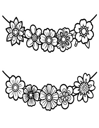 Antique Floral Swag - Free printable coloring page
