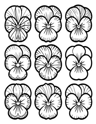 Edwardian Pansy Collection - Free printable coloring page