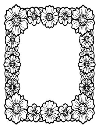 Antique Floral Border - Free printable coloring page