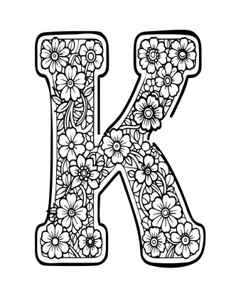 Victorian Floral Letter - Free printable coloring page