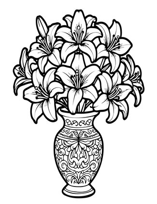 Edwardian Lily Vase - Free printable coloring page