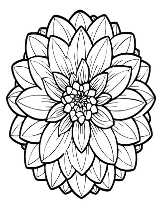 Vintage Dahlia Study - Free printable coloring page