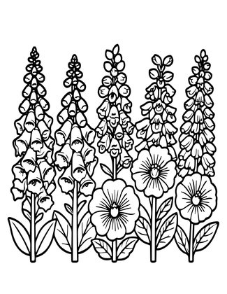 Cottage Garden Border - Free printable coloring page
