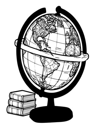 Classic Library Globe - Free printable coloring page
