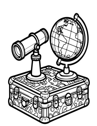 Globe and Spyglass - Free printable coloring page