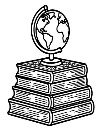 Globe and Books - Free printable coloring page