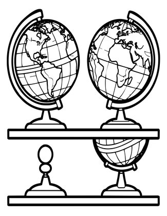 Pair of Globes - Free printable coloring page
