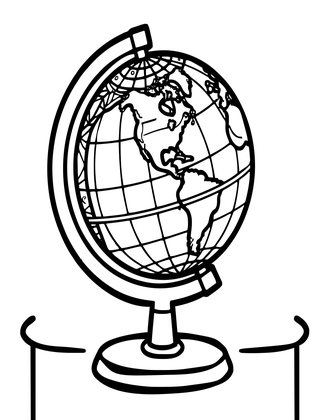 Globe in School - Free printable coloring page