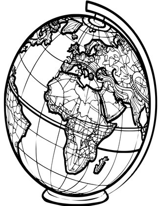 Globe Close-Up - Free printable coloring page