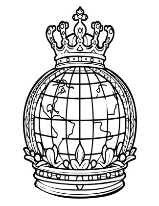 Globe and Crown - Free printable coloring page