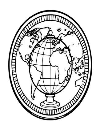 Globe and Coin - Free printable coloring page