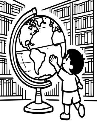 Globe and Child - Free printable coloring page