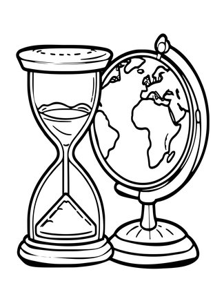 Globe and Hourglass - Free printable coloring page