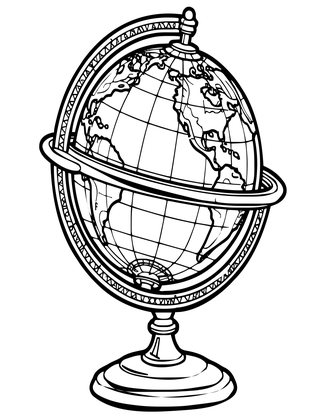 Brass Desk Globe - Free printable coloring page