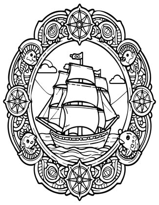 Map Cartouche - Free printable coloring page