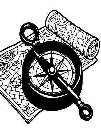 Explorer's Compass - Free printable coloring page
