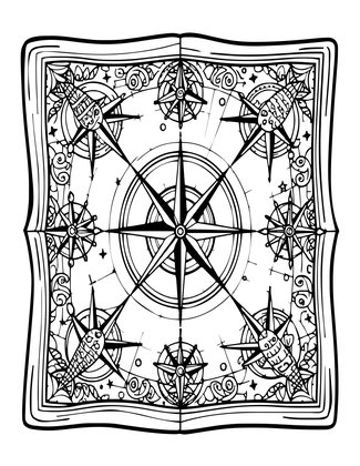 Ancient Sea Chart - Free printable coloring page
