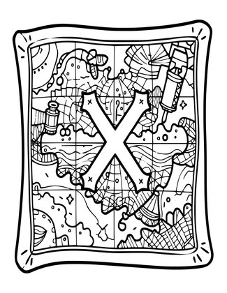 Treasure Map - Free printable coloring page