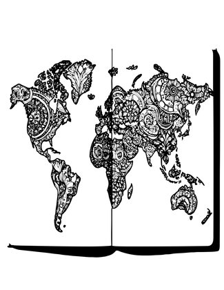 Panoramic Atlas Spread - Free printable coloring page