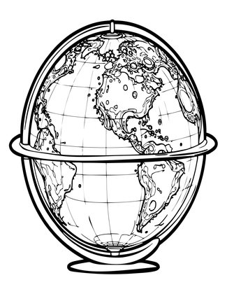 Moon Globe - Free printable coloring page