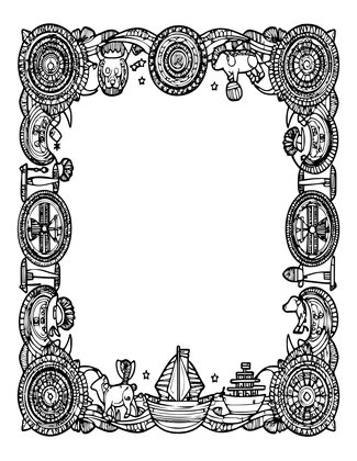 Map Border Illustrations - Free printable coloring page