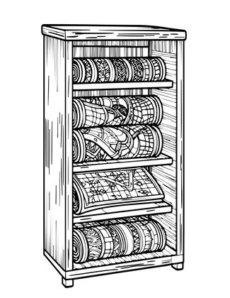 Map Collector's Cabinet - Free printable coloring page