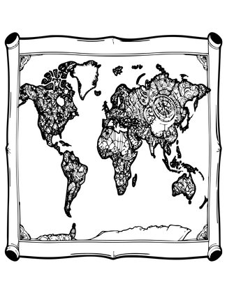 Explorer's Map - Free printable coloring page