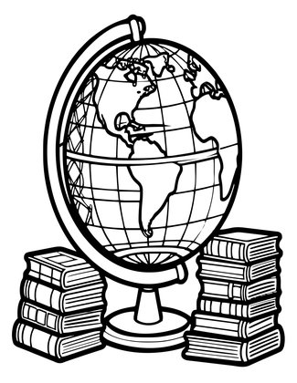 Library Globe - Free printable coloring page