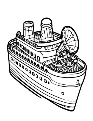Ship's Gramophone - Free printable coloring page