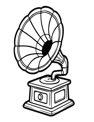 Tin Horn Gramophone - Free printable coloring page