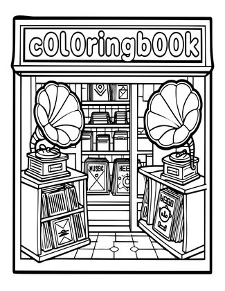 Gramophone Store - Free printable coloring page