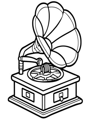 Winding the Gramophone - Free printable coloring page