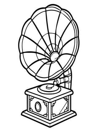 Art Deco Gramophone - Free printable coloring page