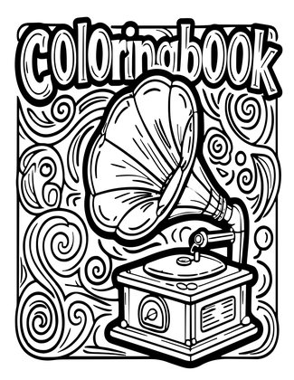 Gramophone Advertisement - Free printable coloring page