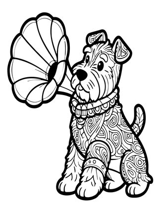 HMV Dog - Free printable coloring page