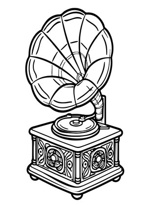 Cabinet Gramophone - Free printable coloring page