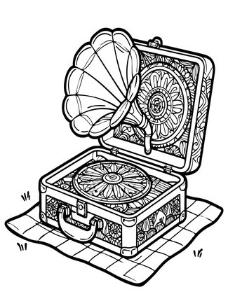 Portable Gramophone - Free printable coloring page