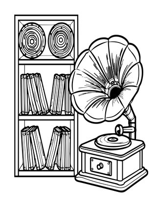 Record Collection - Free printable coloring page