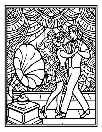 Jazz Age Gramophone - Free printable coloring page