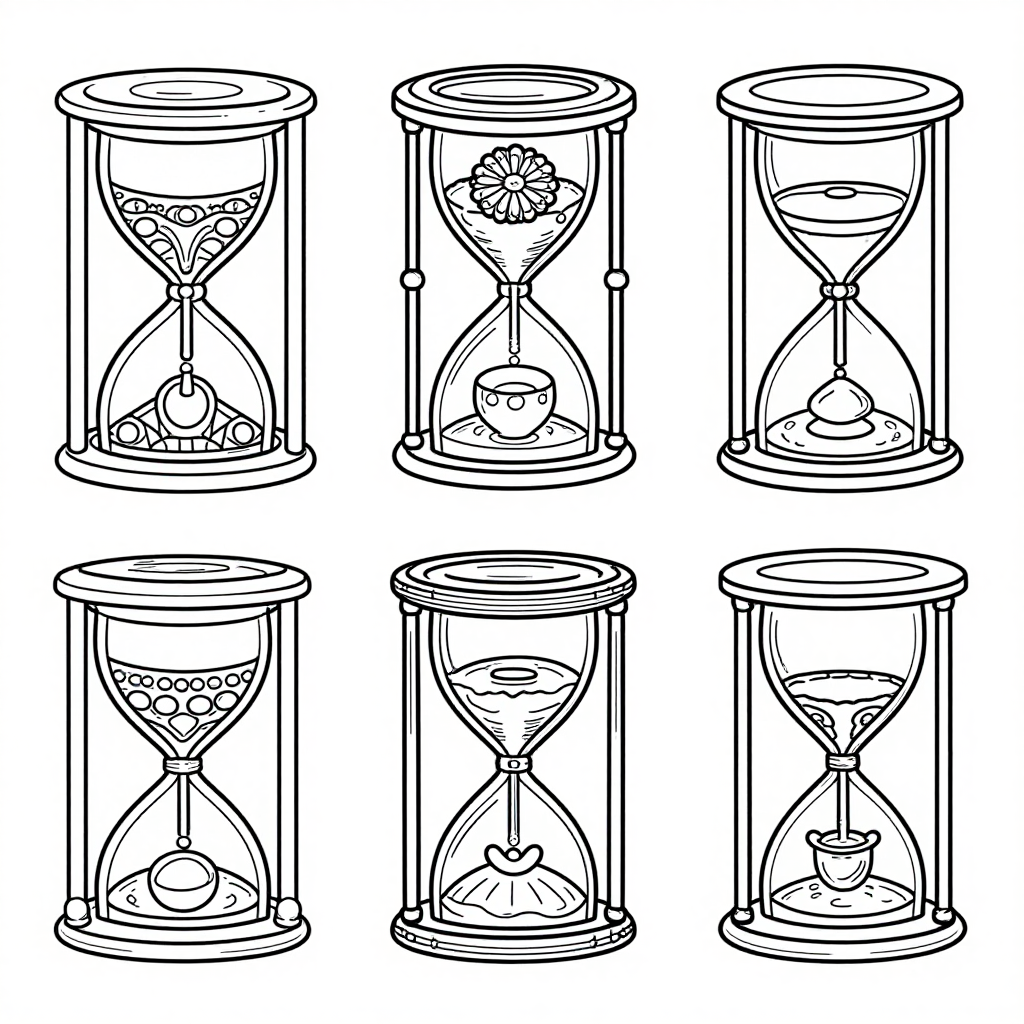 Vintage Hourglasses coloring pages collection - 30 free printable pages