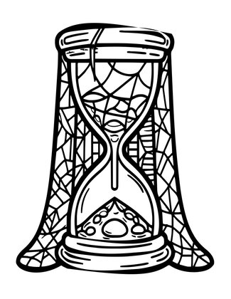 Hourglass and Cobwebs - Free printable coloring page
