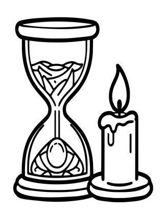 Hourglass and Candle - Free printable coloring page