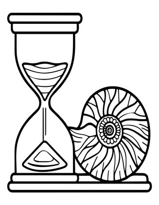 Hourglass and Shell - Free printable coloring page